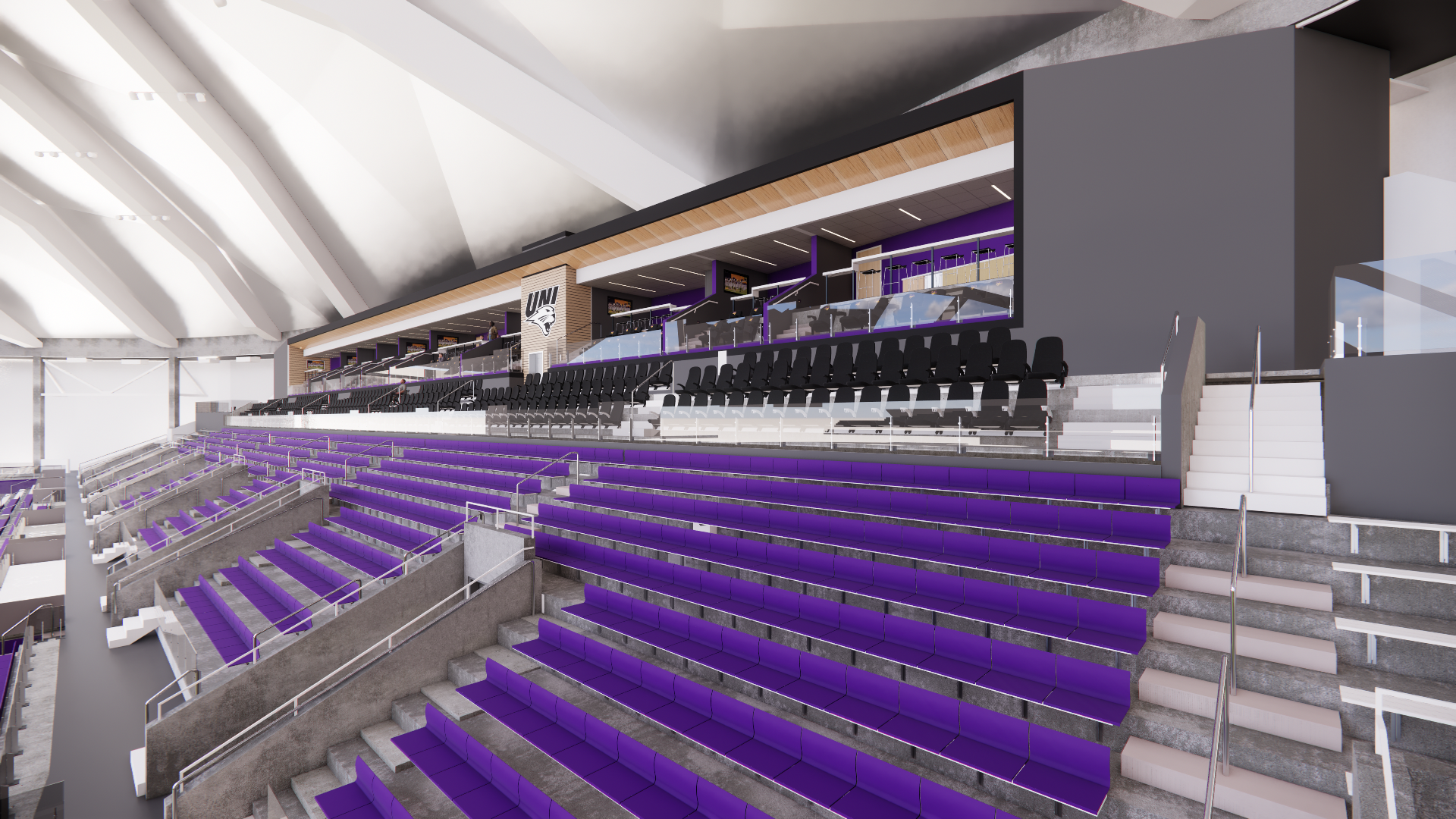 A rendering of the west UNI-Dome seating area