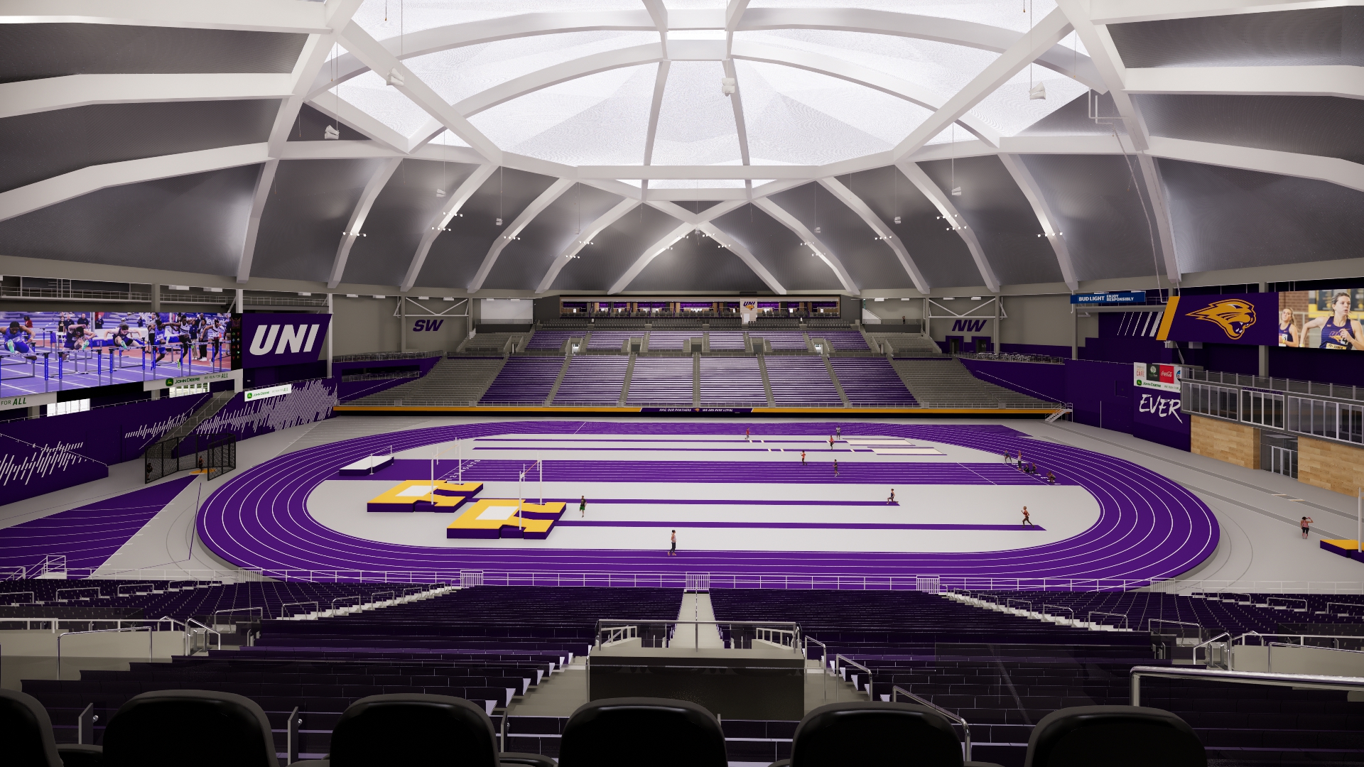 A rendering of the UNI-Dome and indoor track.