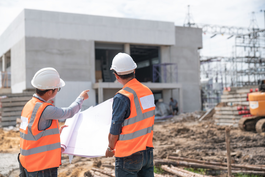 Construction workers on a construction site