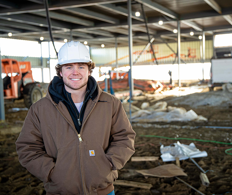 Brady Hovey on a construction site