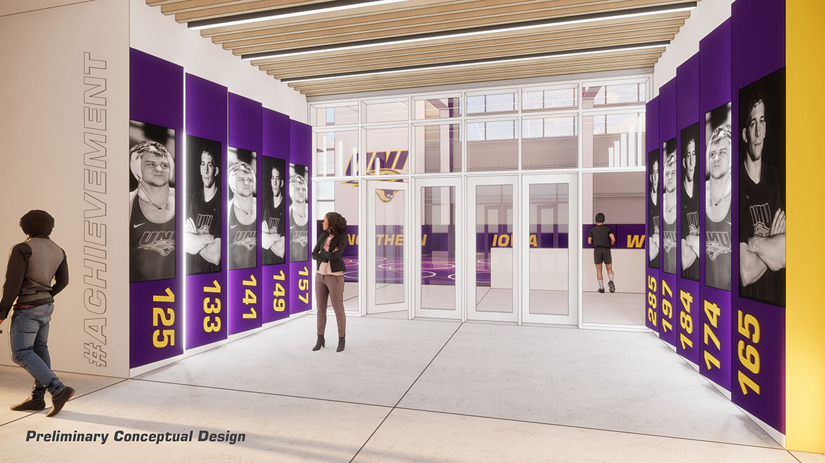 UNI Wrestling Training Facility Hall of Fame conceptual rendering