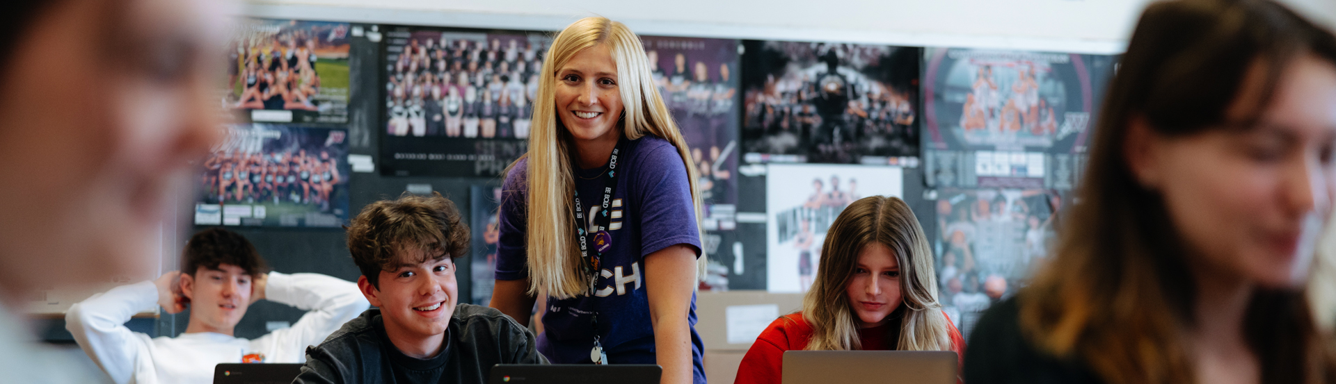 A UNI student teacher in a classroom