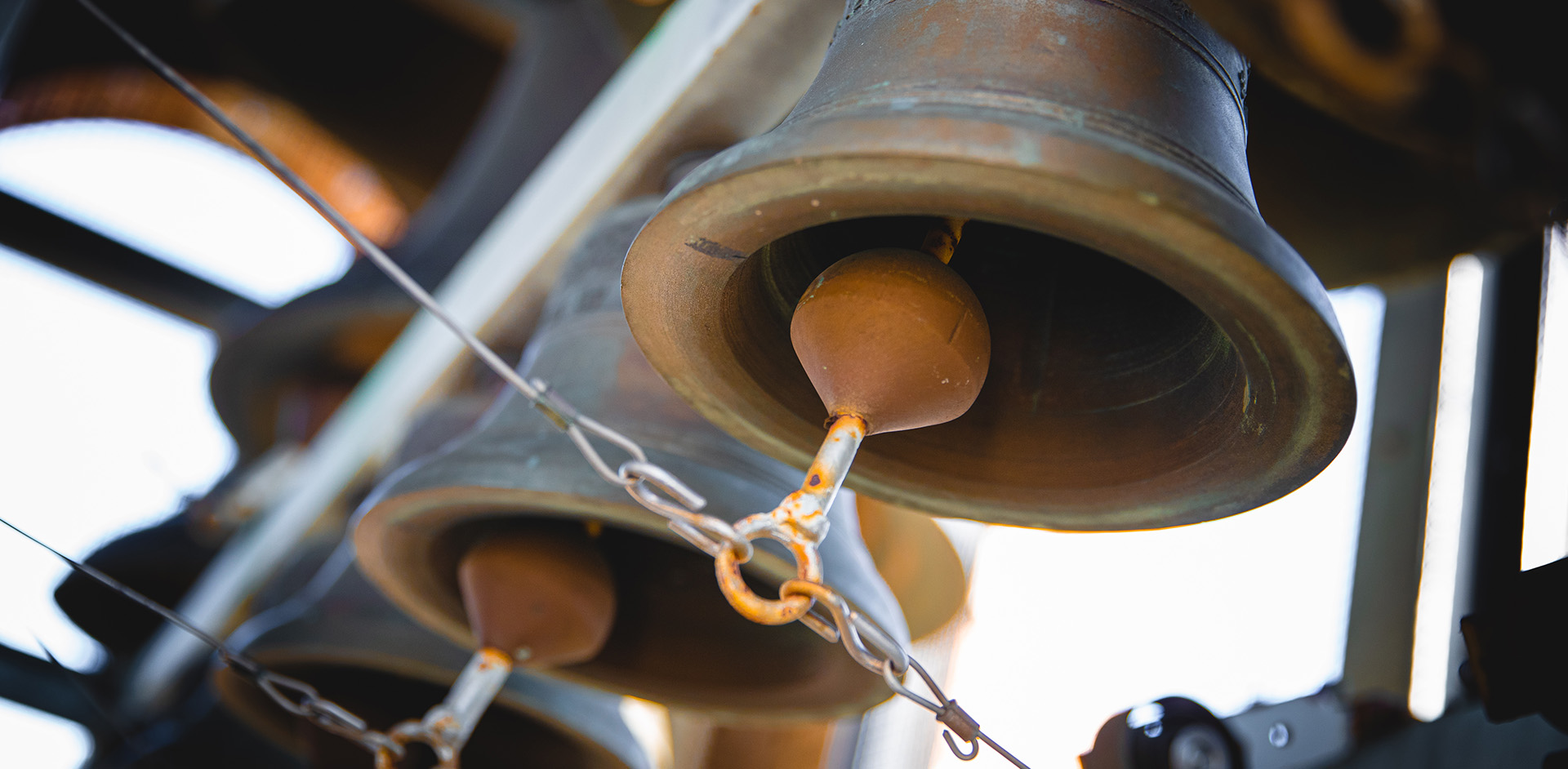 Close-up photo of a bell in UNI's Campanile