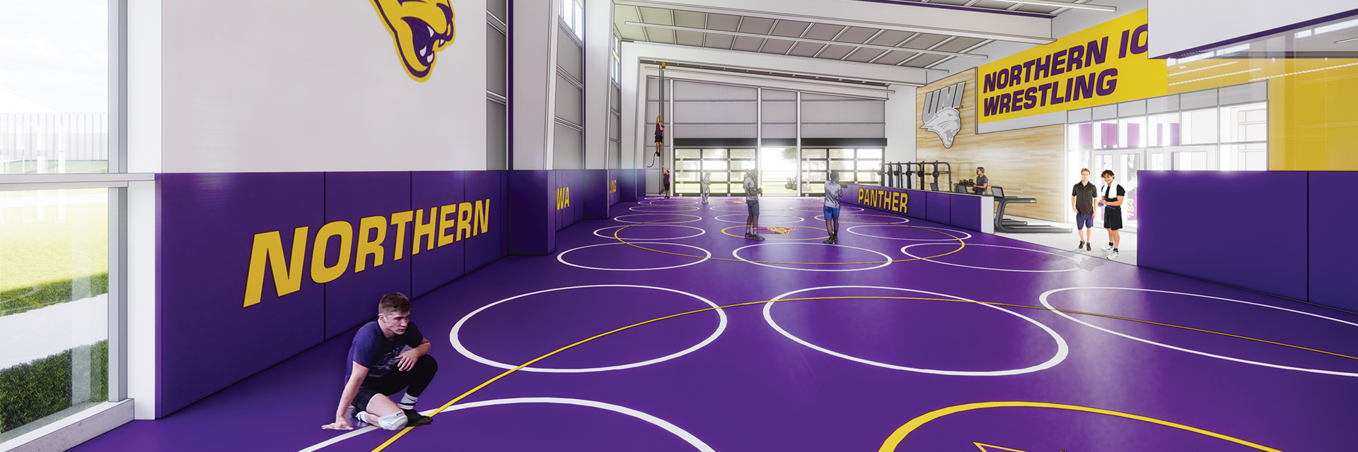 UNI Wrestling Training Facility mat room conceptual rendering
