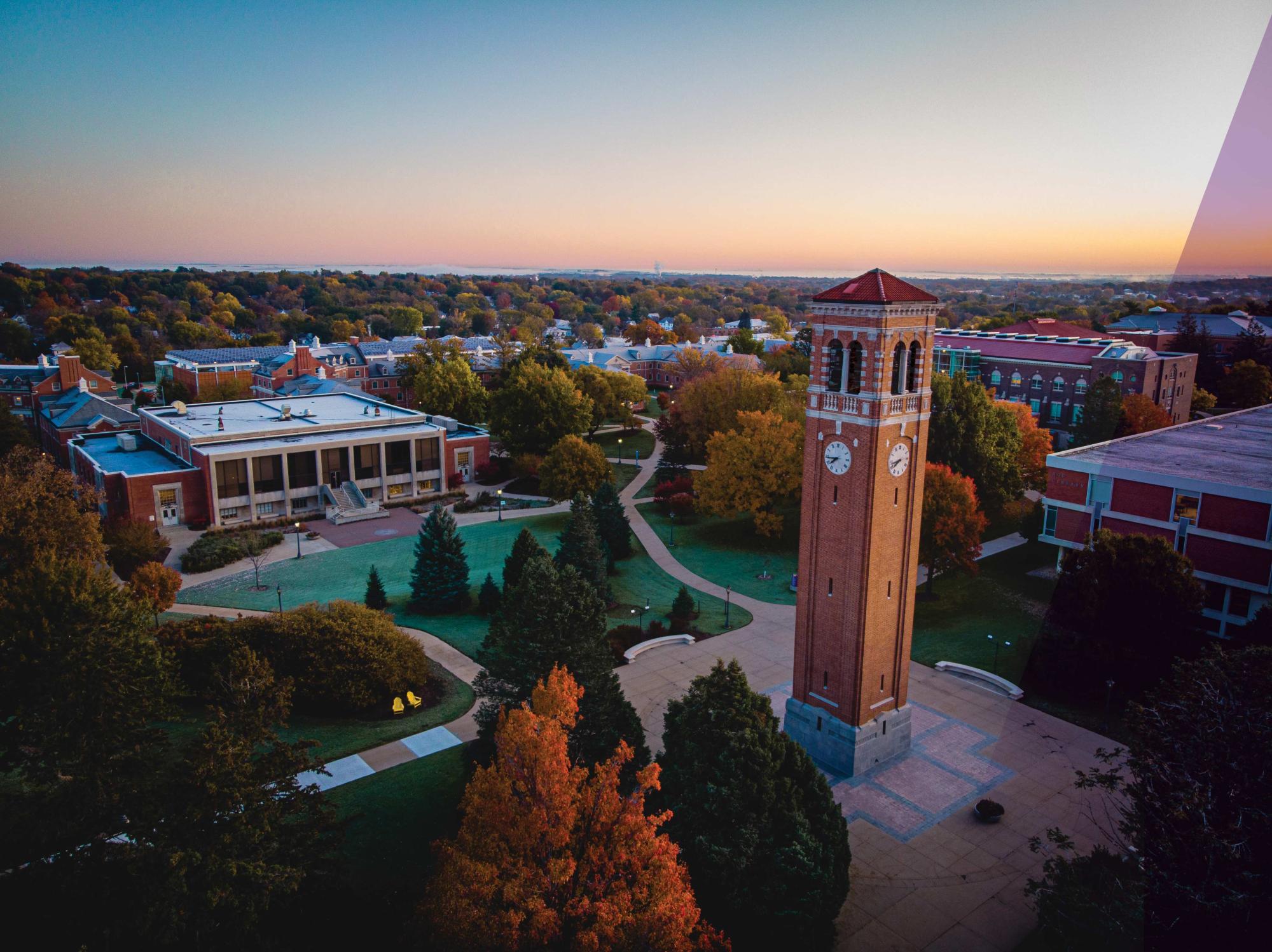 wide shot of the UNI Campanile