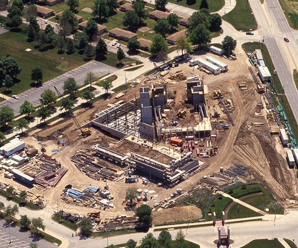The Gallagher Bluedorn Performing Arts Center during initial construction