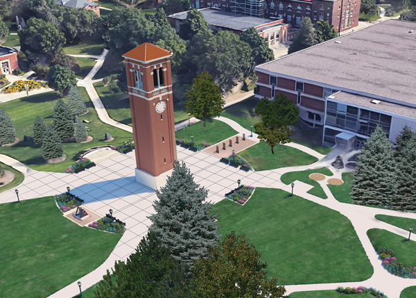 University of Northern Iowa Campanile Plaza rendering