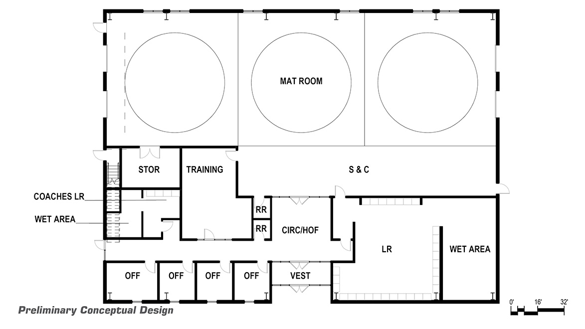 UNI Wrestling Facility conceptual floor plan
